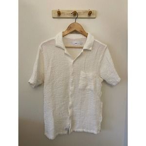 Onia womens White Gauze Camp Shirt Medium button down